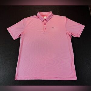 Callaway Opti-Dri Golf Polo Shirt XL Pink Microcheck Athletic Stretch